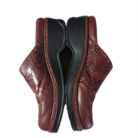 Klogs Brown Embossed Leather Slip On Comfort Mules Work Cogs size 10-10.5 - Picture 7 of 10